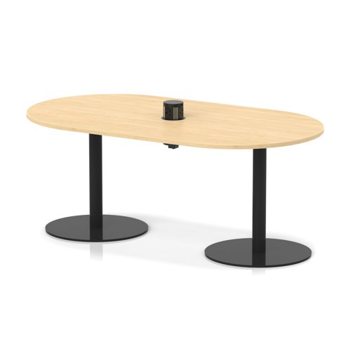 Italia Volta 1800mm Poseur Boardroom Table With Pop-up Power Module Maple Top 720mm High Black Leg