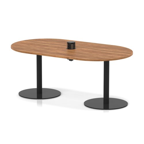 Italia Volta 1800mm Poseur Boardroom Table With Pop-up Power Module Walnut Top 720mm High Black Leg