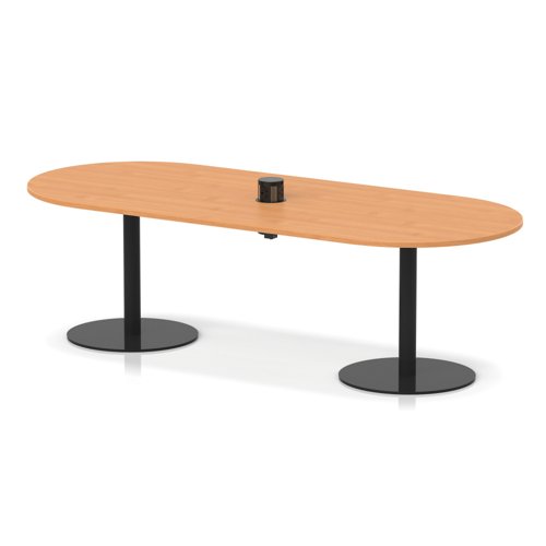 Italia Volta 2400mm Poseur Boardroom Table With Pop-up Power Module Beech Top 720mm High Black Leg