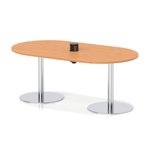 Italia Volta 1800mm Poseur Boardroom Table With Pop-up Power Module Beech Top 720mm High Silver Leg