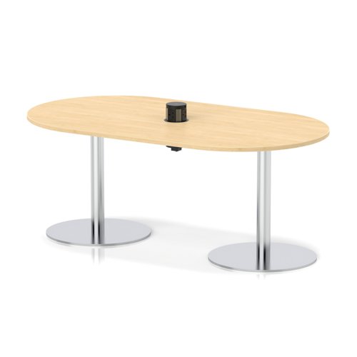 Italia Volta 1800mm Poseur Boardroom Table With Pop-up Power Module Maple Top 720mm High Silver Leg