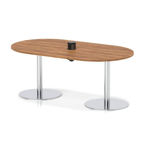 Italia Volta 1800mm Poseur Boardroom Table With Pop-up Power Module Walnut Top 720mm High Silver Leg