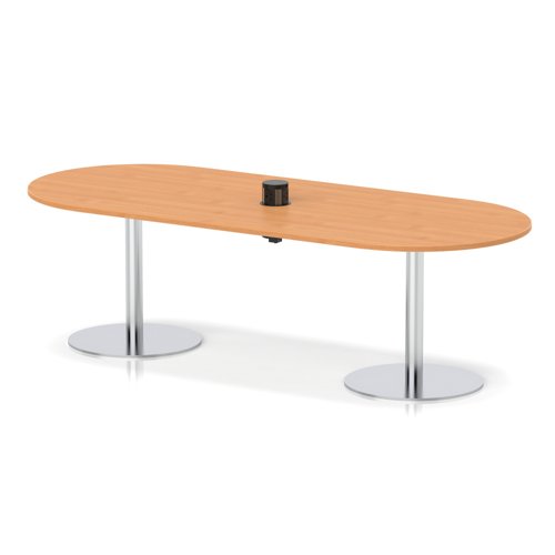 Italia Volta 2400mm Poseur Boardroom Table With Pop-up Power Module Beech Top 720mm High Silver Leg