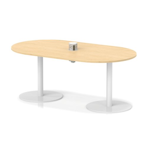 Italia Volta 1800mm Poseur Boardroom Table With Pop-up Power Module Maple Top 720mm High White Leg