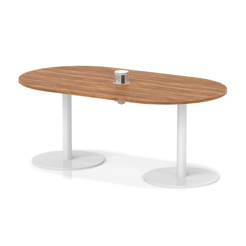 Italia Volta 1800mm Poseur Boardroom Table With Pop-up Power Module Walnut Top 720mm High White Leg
