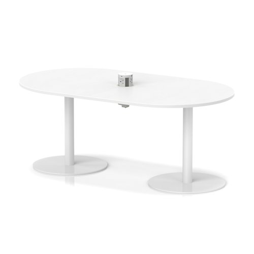 Italia Volta 1800mm Poseur Boardroom Table With Pop-up Power Module White Top 720mm High White Leg
