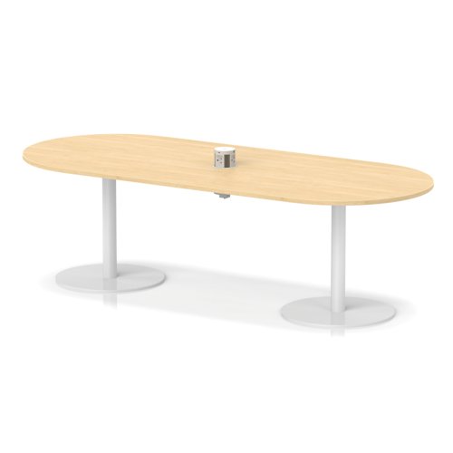Italia Volta 2400mm Poseur Boardroom Table With Pop-up Power Module Maple Top 720mm High White Leg