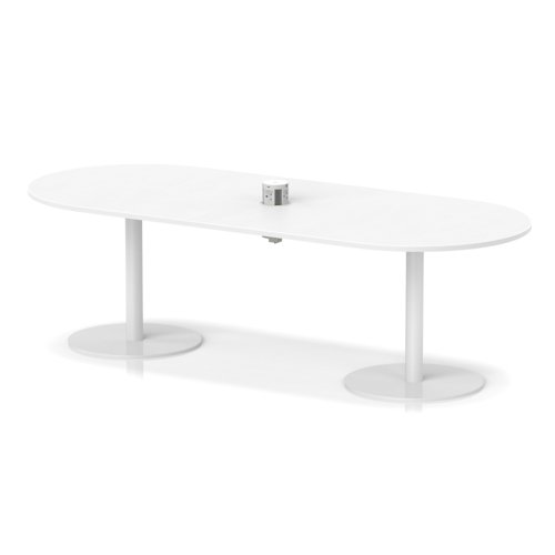 Italia Volta 2400mm Poseur Boardroom Table With Pop-up Power Module White Top 720mm High White Leg