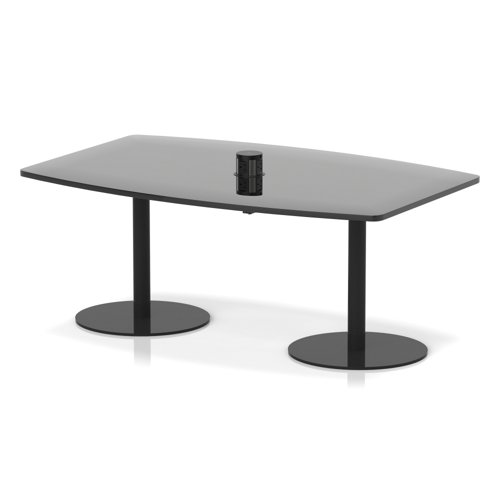 Italia Volta 1800mm Poseur High Gloss Table With Pop-up Power Module Black Top 725mm High Black Leg