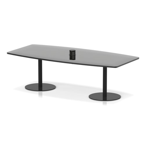 Italia Volta 2400mm Poseur High Gloss Table With Pop-up Power Module Black Top 725mm High Black Leg