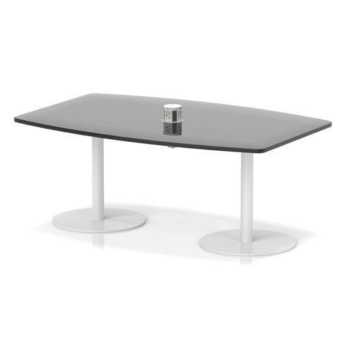 Italia Volta 1800mm Poseur High Gloss Table With Pop-up Power Module Black Top 725mm High White Leg