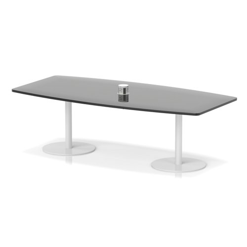 Italia Volta 2400mm Poseur High Gloss Table With Pop-up Power Module Black Top 725mm High White Leg