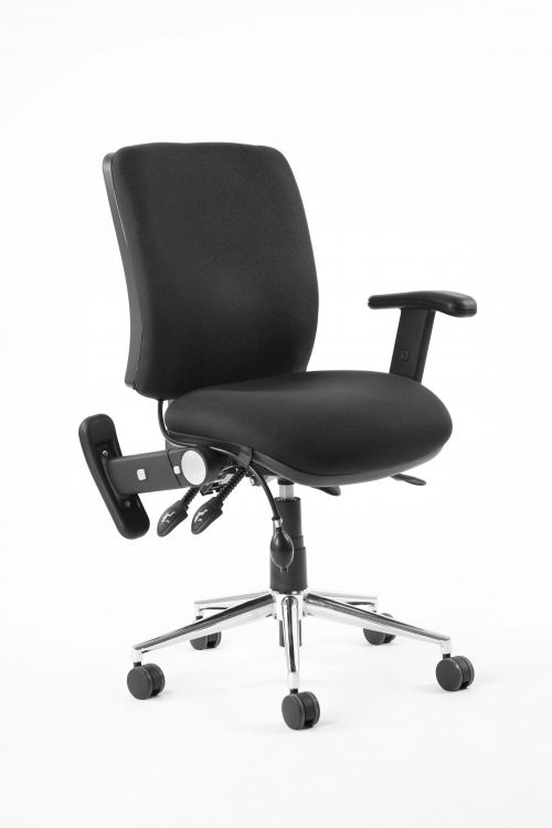 Chiro Medium Back Chair Black With Adjustable And Folding Arms KC0003