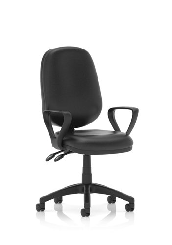 KC0025 Eclipse Plus II Lever Task Operator Chair Black Bonded Leather With Loop Arms