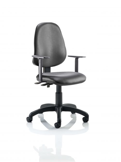 Eclipse II Lever Task Operator Chair Vinyl Black With Height Adjustable Arms