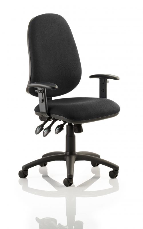 Eclipse XL Lever Task Operator Chair Black With Height Adjustable Arms