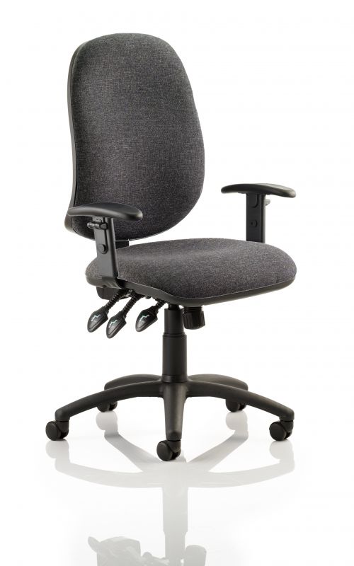 Eclipse XL Lever Task Operator Chair Charcoal With Height Adjustable Arms