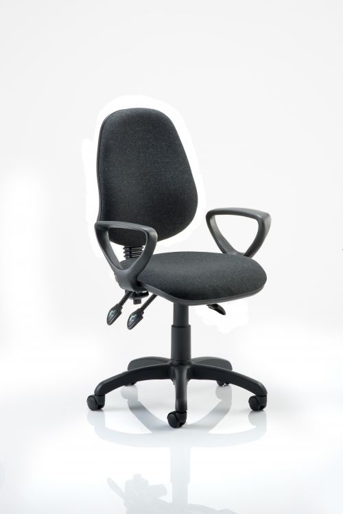 Eclipse III Lever Task Operator Chair Charcoal With Loop Arms