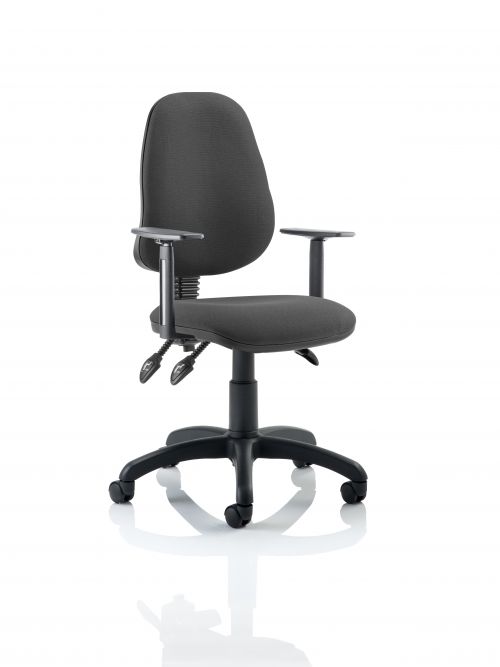 Eclipse III Lever Task Operator Chair Charcoal With Height Adjustable Arms