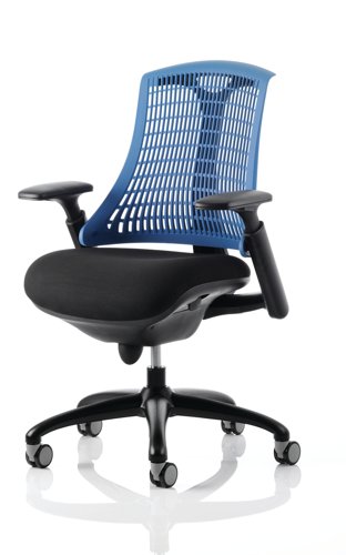 Flex Task Operator Chair Black Frame With Black Fabric Seat Blue Back With Arms | KC0076 | Dynamic