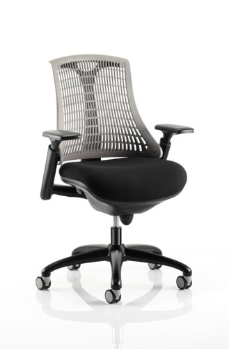Flex Task Operator Chair Black Frame With Black Fabric Seat Grey Back With Arms | KC0077 | Dynamic