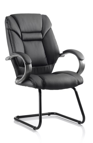 62290DY - Galloway Leather Cantilever Visitor Chair with Arms Black - KC0119