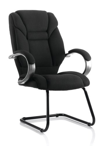 KC0122 Galloway Cantilever Chair Black Fabric With Arms
