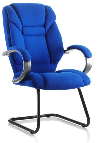 KC0123 Galloway Cantilever Chair Blue Fabric With Arms