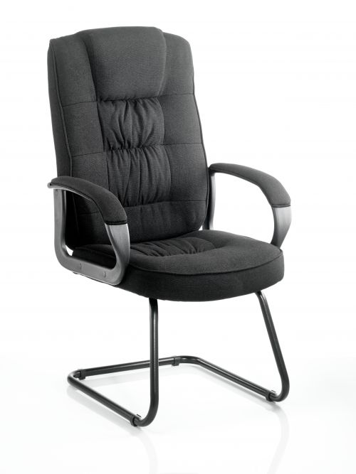Moore Cantilever Visitor Chair Black Fabric With Arms KC0149