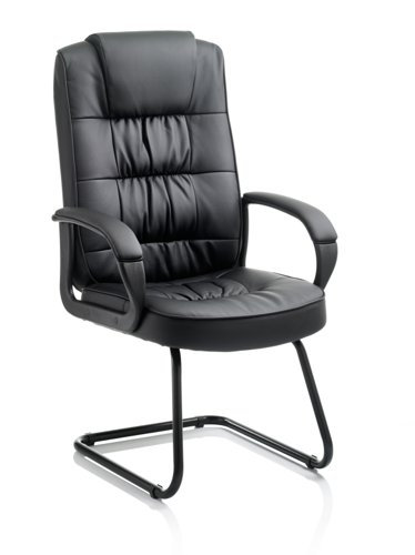 62311DY - Moore Cantilever Visitor Chair Black Leather With Arms KC0151