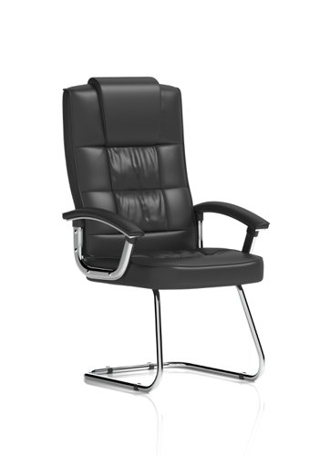 Moore Deluxe Soft Bonded Leather Cantilever Visitor Chair with Arms Black - KC0152