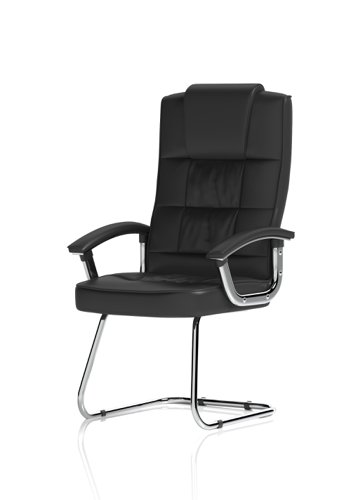 KC0152 Moore Deluxe Visitor Cantilever Chair Black Leather With Arms