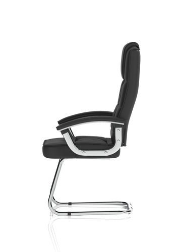 Moore Deluxe Visitor Cantilever Chair Black Leather With Arms