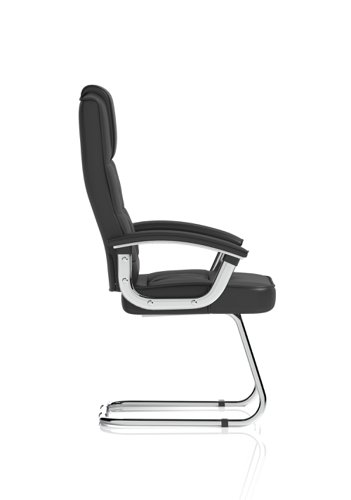 Moore Deluxe Soft Bonded Leather Cantilever Visitor Chair with Arms Black - KC0152 Visitors Chairs 62269DY