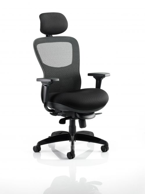 Stealth Shadow Ergo Posture Chair Black Airmesh Seat And Mesh Back With Arms With Headrest