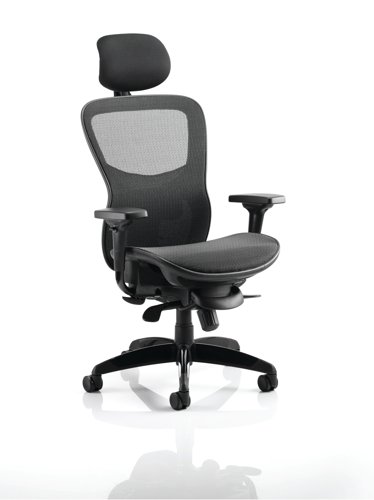 Stealth Shadow Ergo Posture Black Mesh Seat And Back Chair With Arms With Headrest