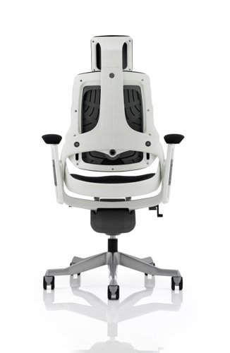 Zure Executive Chair White Shell Black Fabric With Arms And Headrest