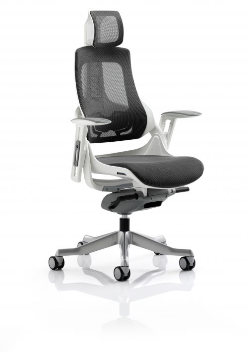 Zure Executive Chair Charcoal Mesh With Arms With Headrest