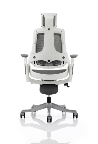 Zure Executive Chair White Shell Charcoal Mesh With Arms And Headrest