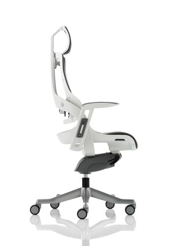 Zure Executive Chair White Shell Charcoal Mesh With Arms And Headrest
