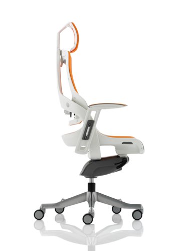 KC0165 Zure Executive Chair White Shell Elastomer Gel Orange With Arms And Headrest