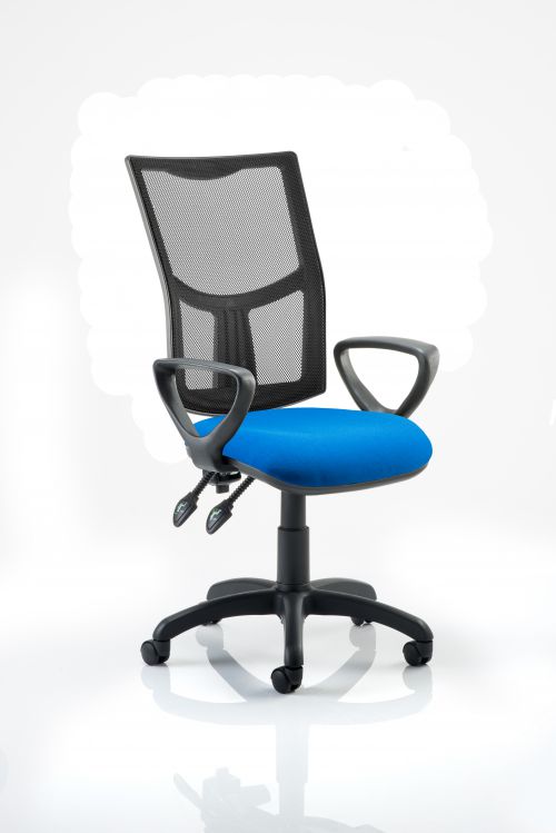 Eclipse II Lever Task Operator Chair Mesh Back With Blue Seat With loop Arms