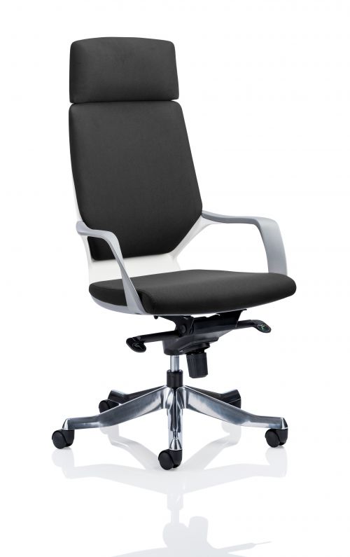 Xenon Executive White Shell High Back Black Fabric With Headrest