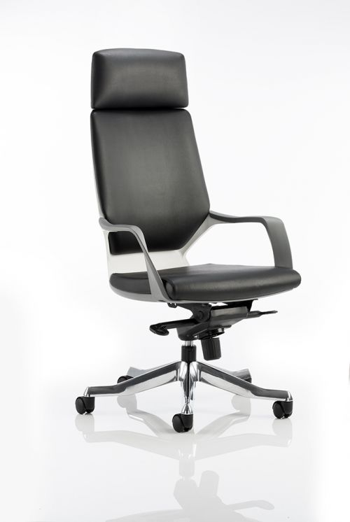 Xenon Executive High Back Chair White Shell Black Leather With Headrest KC0228