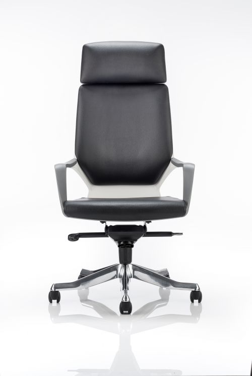 Xenon Executive High Back Chair White Shell Black Leather With Headrest KC0228
