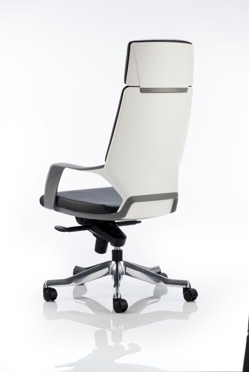 Xenon Executive High Back Chair White Shell Black Leather With Headrest KC0228