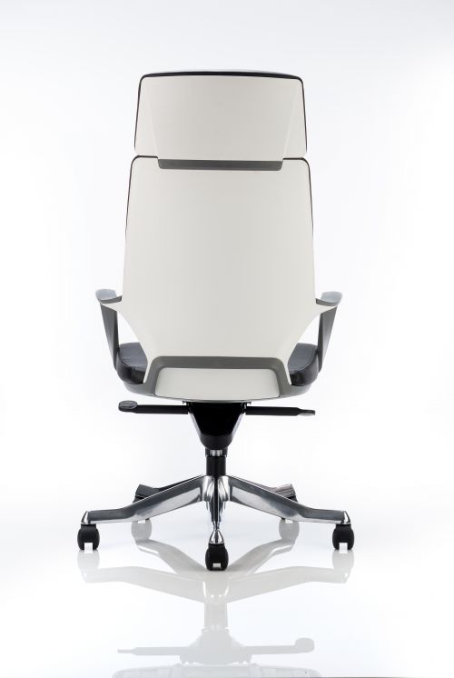 Xenon Executive High Back Chair White Shell Black Leather With Headrest KC0228