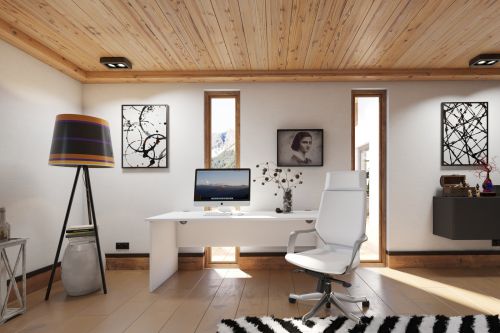 Xenon Executive High Back Chair White Shell White Leather With Headrest KC0229