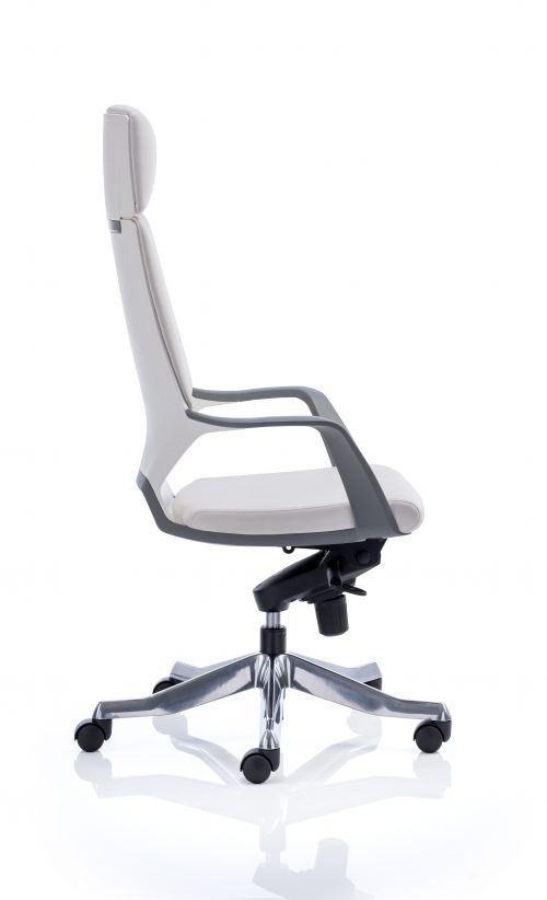 Xenon Executive High Back Chair White Shell White Leather With Headrest KC0229