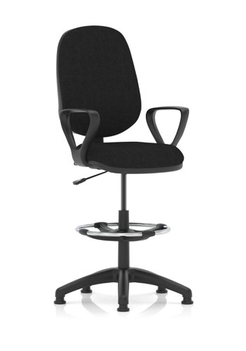 Eclipse Plus I Lever Task Operator Chair Black With Loop Arms With High Rise Draughtsman Kit | KC0242 | Dynamic